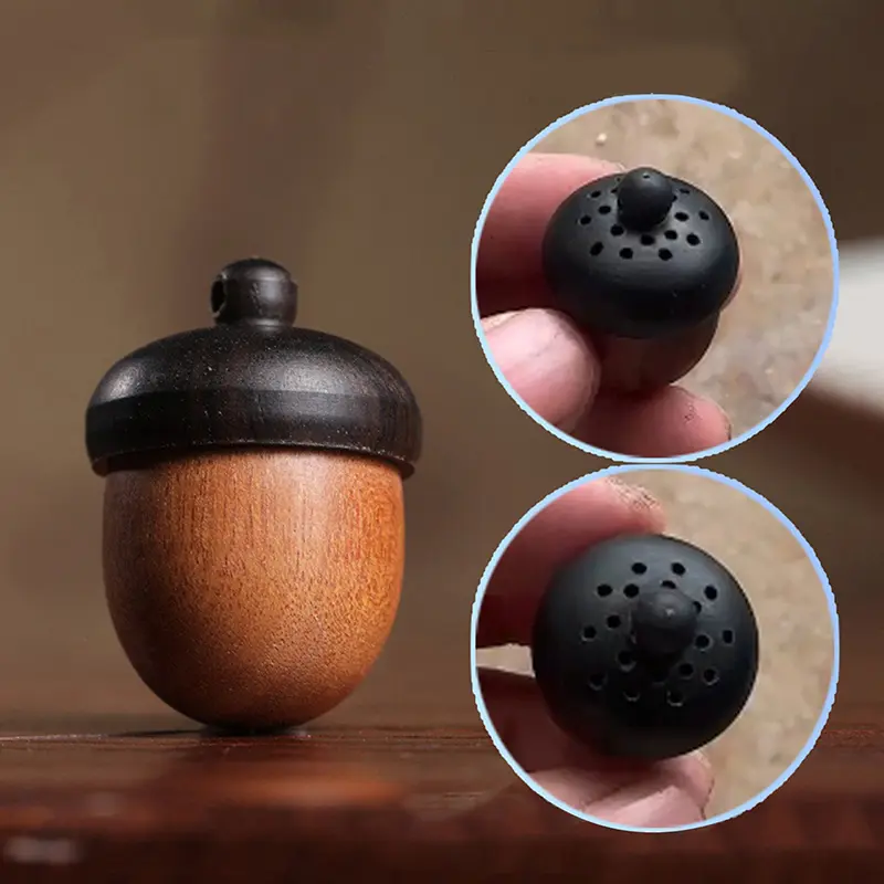 1PCS Wood Medicine Pill Box Mini Sandalwood Rescue Pill Case Portable Storage Sealed Pill Box Orgainer For Personal Health Care