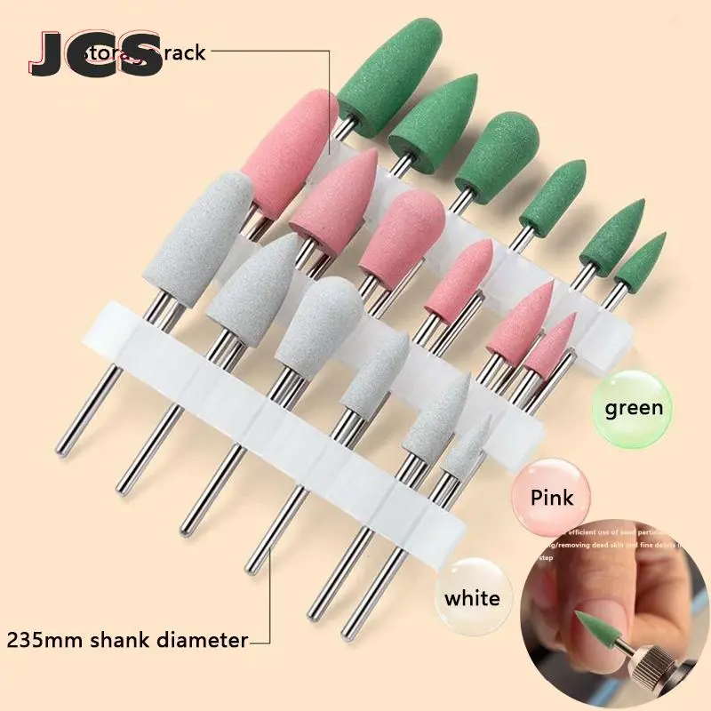 6Pcs/set Cuspidal Head Rubber&Silicon Carbide Nail Buffer Electric Manicure Machine Nail Drill Nail Bit Accessories Tools