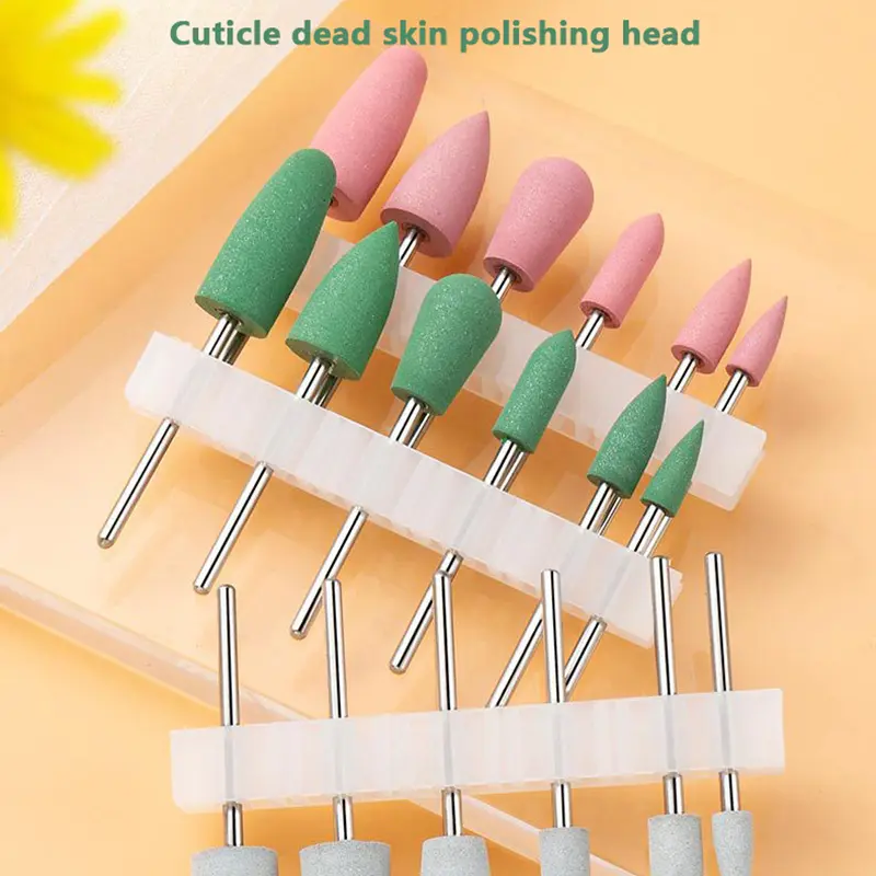 6Pcs/set Cuspidal Head Rubber&Silicon Carbide Nail Buffer Electric Manicure Machine Nail Drill Nail Bit Accessories Tools