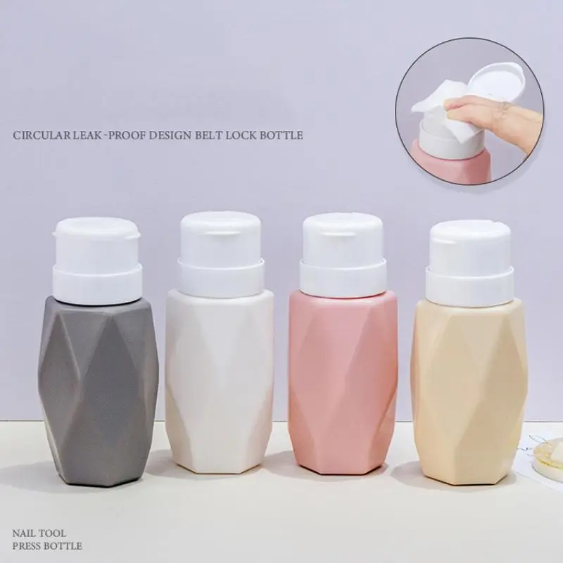 Nail Polish Press Bottle Cleaning Water Remover Rotating Lock Press Bottle Reusable Empty Bottle Portable Cleaner Manicure Salon