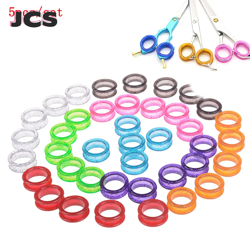 5Pcs/Set Silica Gel Hair Scissors Ring Cutting Barber Circle Shears Hairdressing