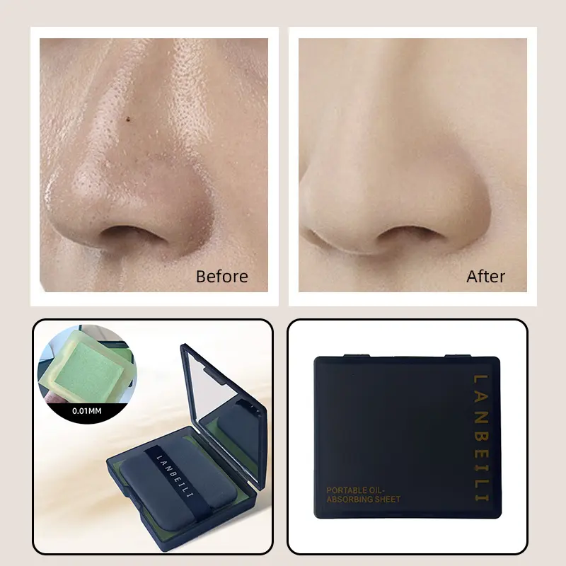 100pcs Bamboo Charcoal Oil-absorbing Paper For Facial Portable Oil Absorbing Paper With Mirror Case Women Facial Care Beauty