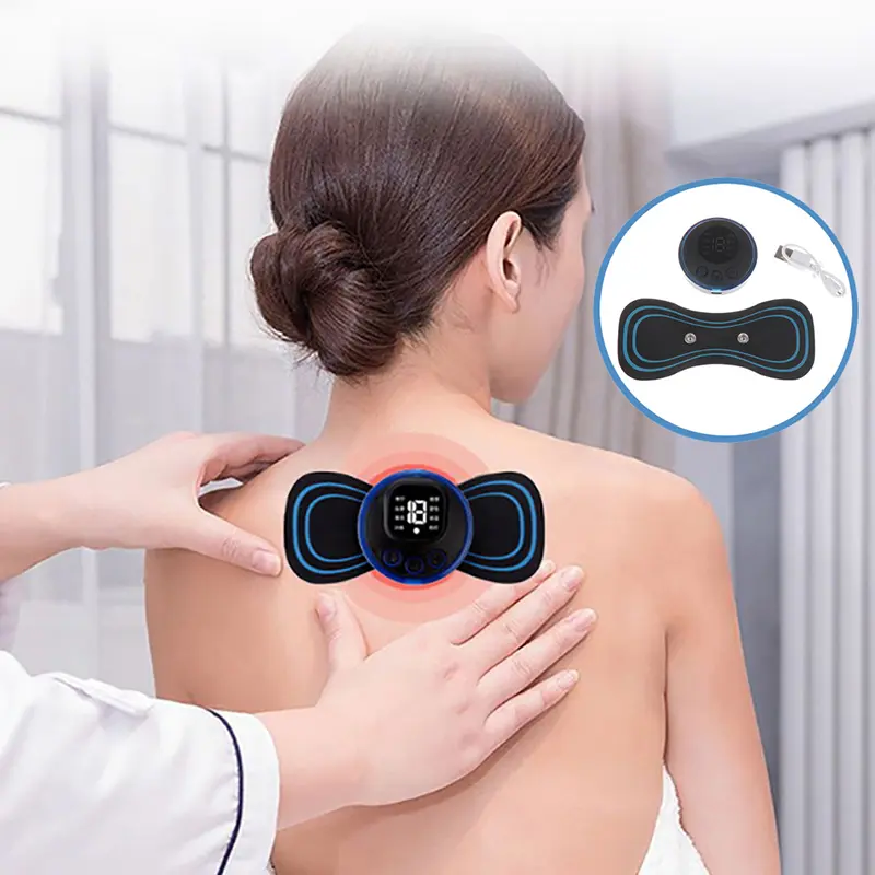 Portable EMS Neck Stretcher Electric Massager 8 Mode Cervical Massage Patch Pulse Muscle Stimulator Relief Pain