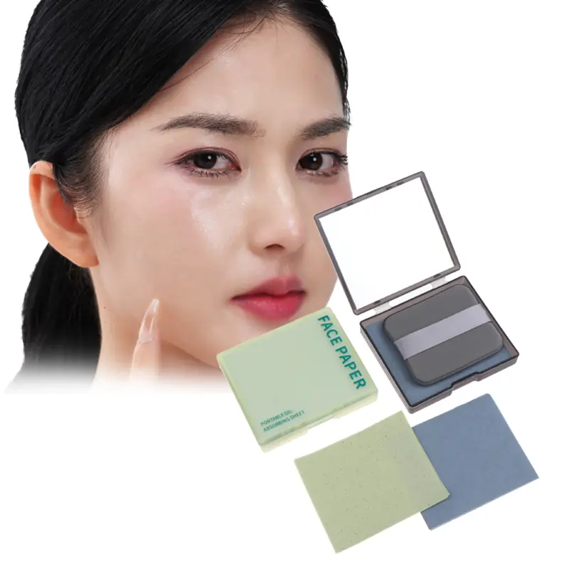 100pcs Bamboo Blotting Papers With Mirror&Makeup Puff Refreshing Portables Oil Control Tool Kit Facial Oil Absorbing Sheets Care