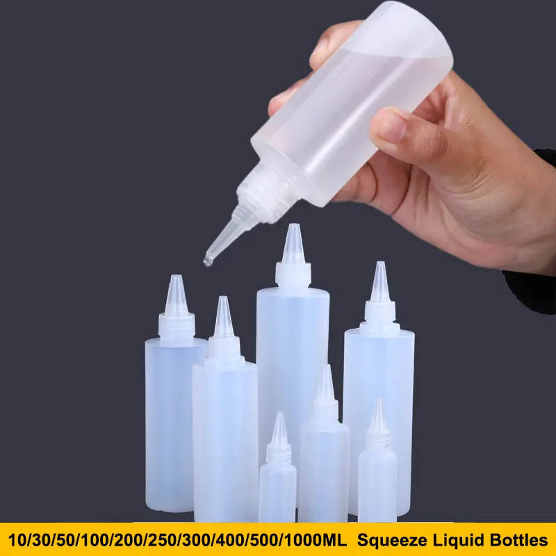 1PC 10-1000ML Empty PE Plastic Glue Bottles With Screw-On Lids Squeeze Liquid Ink Oil Dropper Bottles With Cap