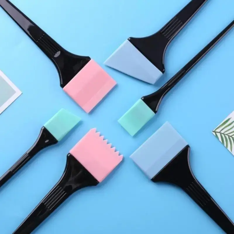 6pcs/Set Silicone Hair Dyeing Brush Colorful Spatula Brush Mixing Stirrer Kit For Hair Pro Salon Hairderssing Styling Tools