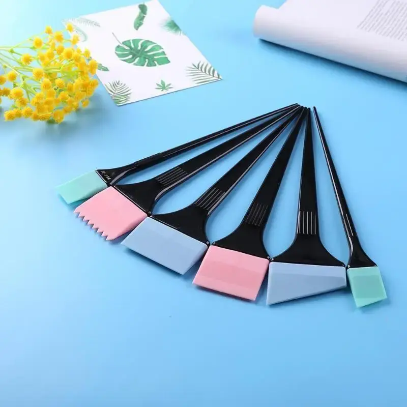 6pcs/Set Silicone Hair Dyeing Brush Colorful Spatula Brush Mixing Stirrer Kit For Hair Pro Salon Hairderssing Styling Tools