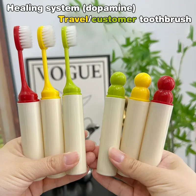 Mini Travel Toothbrush Foldable Portable Small Dental Brush Folding Traveling Adult Toothbrush In Transparent Candy Colors