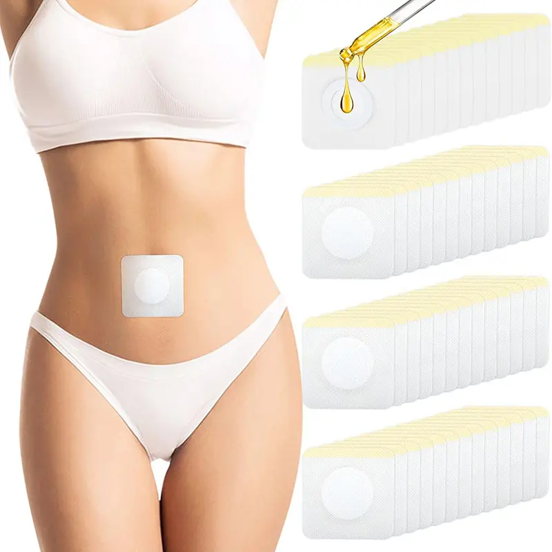 Disposable Castor Oil Belly Button Patch Self-Adhesive Navel Bandage Disposable Spunlace Cloth Castor Oil Patches Belly Sticker