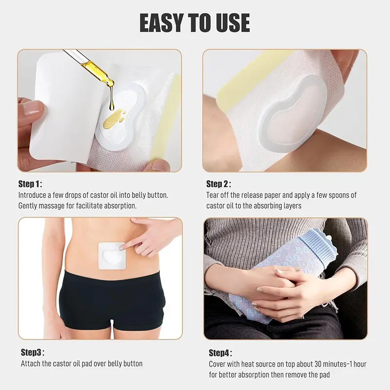 Disposable Castor Oil Belly Button Patch Self-Adhesive Navel Bandage Disposable Spunlace Cloth Castor Oil Patches Belly Sticker