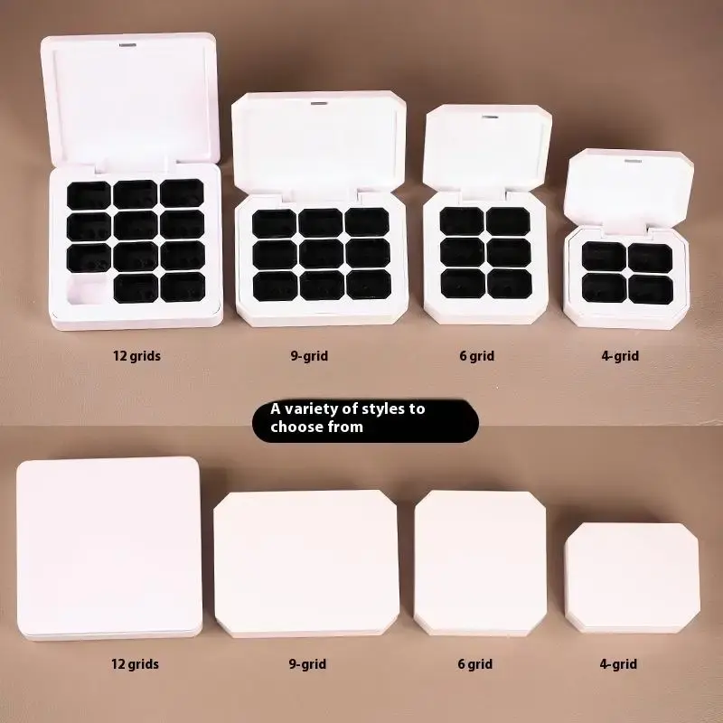 Portable Plastic Square Eyeshadow Case 4/6/9/12Grids Palette Eye Makeup Storage Box Empty Eyeshadow Dish Diy Eyeshadow