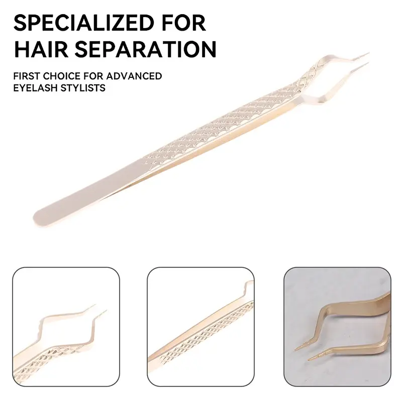 1pc Anti-Static Stainless Steel Tweezers High Precision Gold Curved Straight Lashes Fan Eyebrow Tweezers Nail Art Makeup Tools