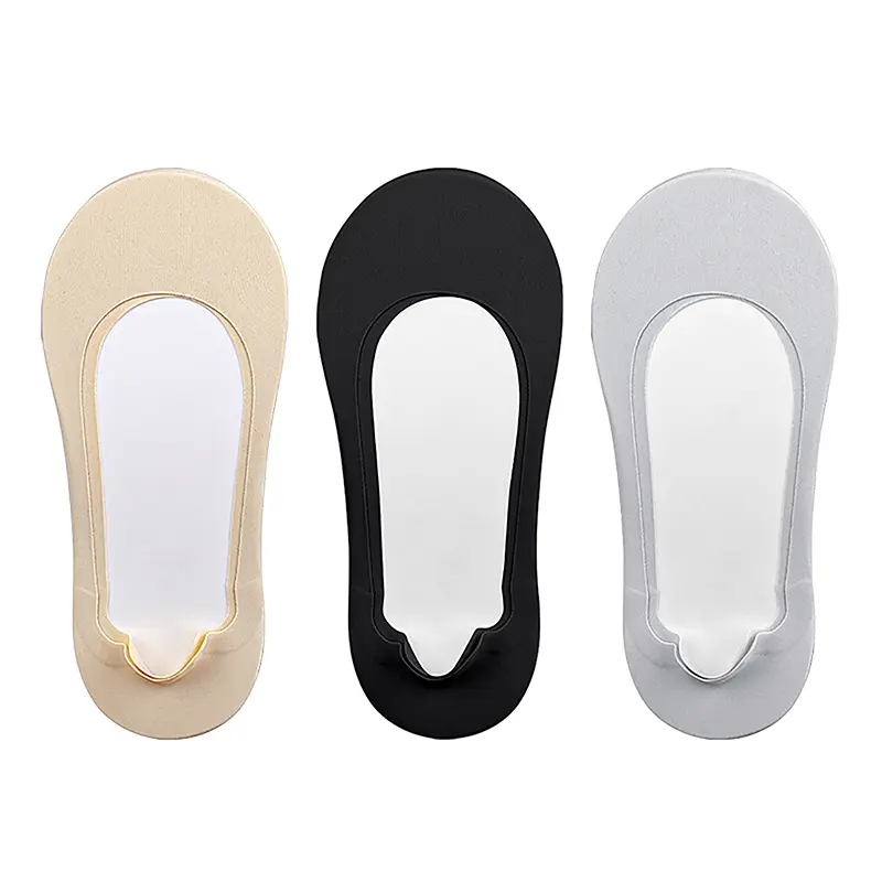 1Pair 3D Arch Massage Health Care Womens Summer Socks Ice Silk Socks Shallow Mouth Silica Gel Anti-off Invisible Sock Slippers