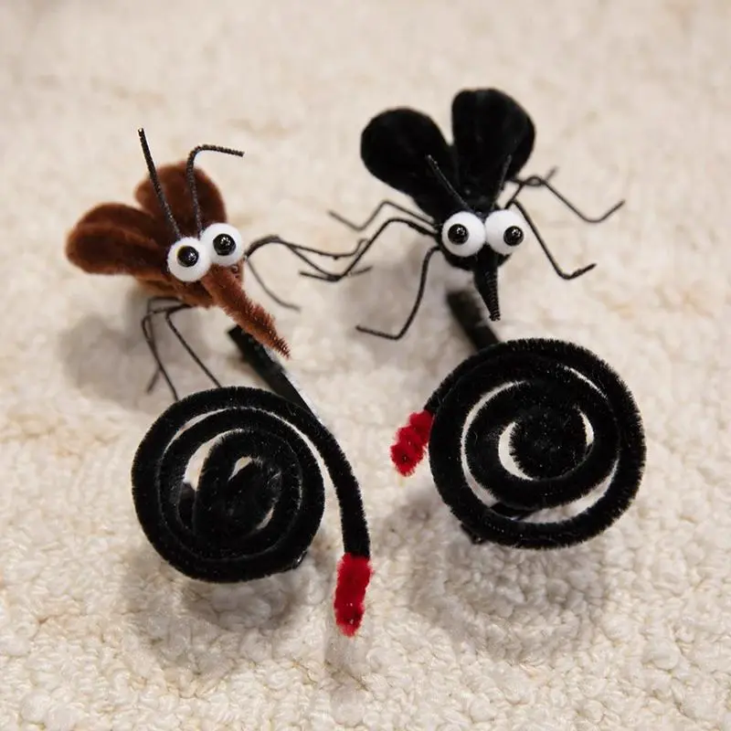 Creative Mosquito Hairpin Plush Toys Cute Cartoon Insect Spring Hairpin Toys Funny Children Joke Props Photo Props Girls Decor