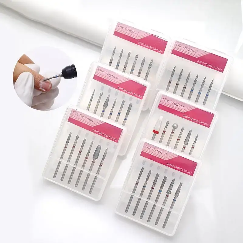 6Pcs Nail Cone Tip Diamond Drill Bits Electric Cuticle Clean Rotary Manicure Nail Drill Bits Pedicure Grinding Head Sander Tool
