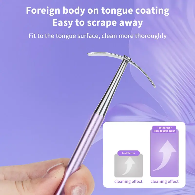 Premium Stainless Steel Tongue Scraper Cleaner For Adults & Kids Portable Stainless Steel Tongue Scrapers With Hidden Toothpick