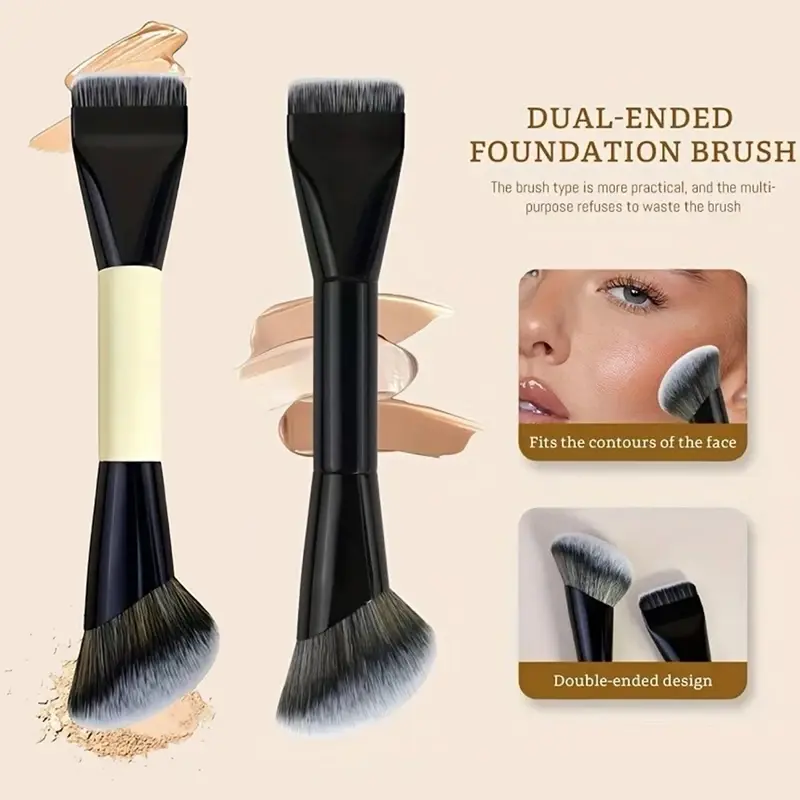 Double Ended Black Makeup Brushes Professional Multifunctional Foundation Blush Sculpting Liquid Cream Powder Cosmetic Tools