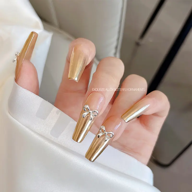 10pcs Luxury Kawaii Bow Nail Art Charms 3D Japanese Alloy Bow Tie Jewelry Nail Rhinestone Decoration DIY Accessories