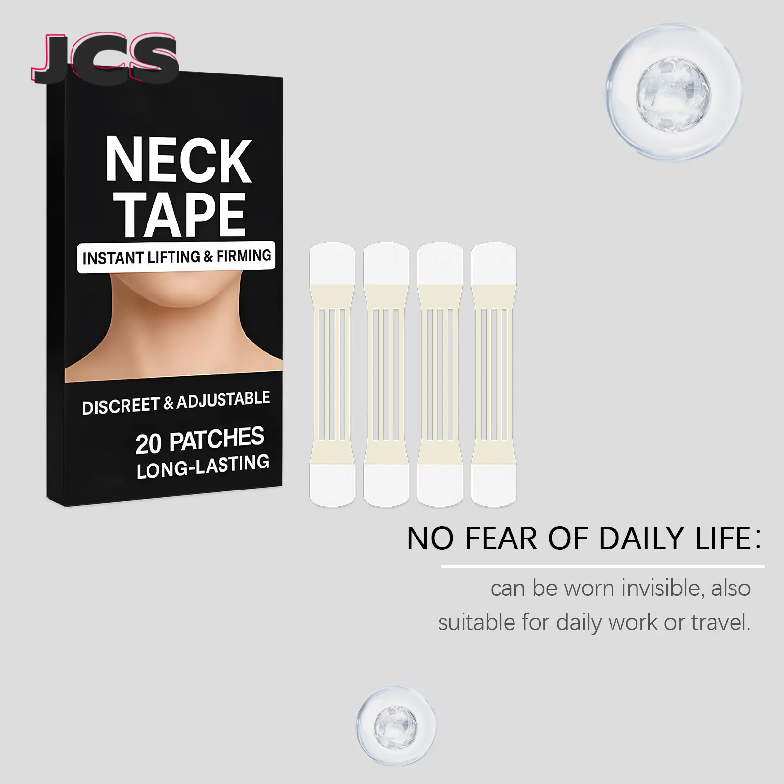 4pcs Invisible Neck Lifting Tape With 20pcs Patch Waterproof Elasticity Neck Wrinkle Removal Adhesive Stickers Face Lift Tape