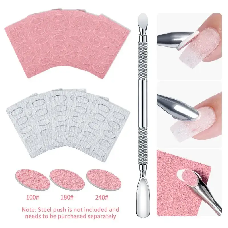 5/10Sheet Nail Cuticle Pusher Self-adhesive Sand 100#180#240# Flake File Trimming Nails Pre Polishing Sandpaper Set ManicureTool
