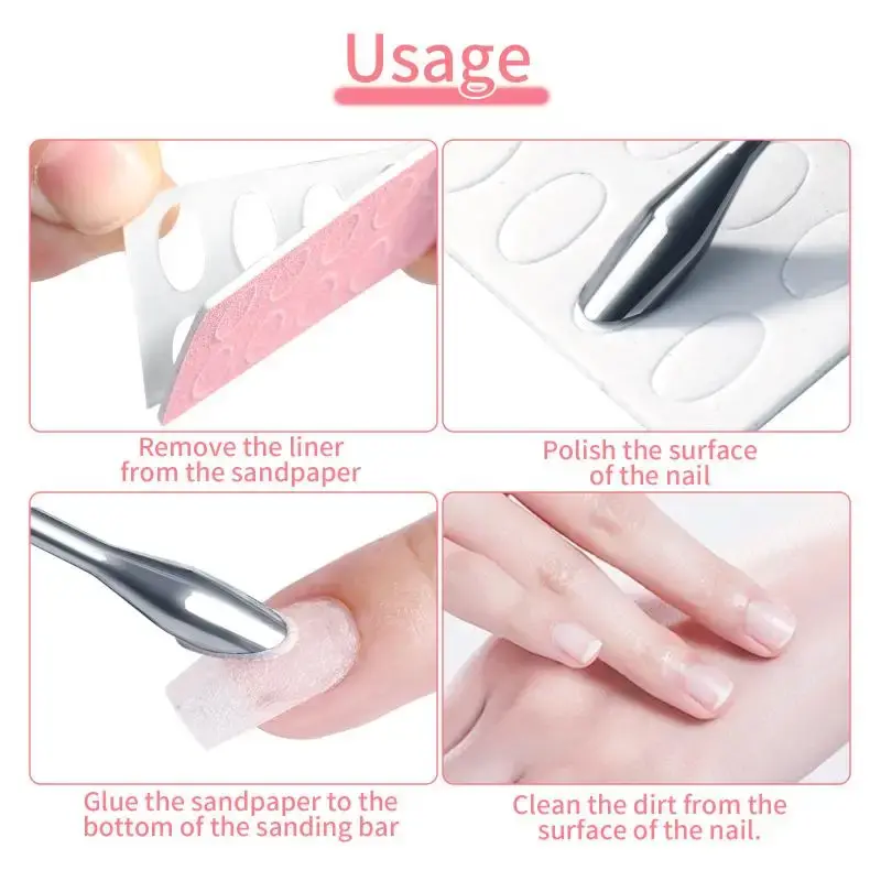 5/10Sheet Nail Cuticle Pusher Self-adhesive Sand 100#180#240# Flake File Trimming Nails Pre Polishing Sandpaper Set ManicureTool