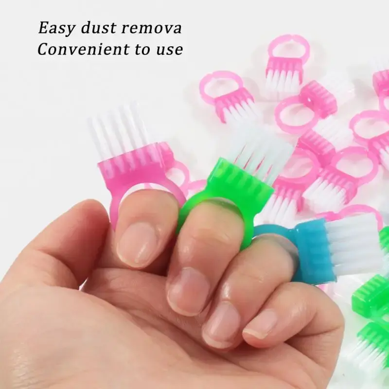 10Pcs Nail Brush 3 Color Ring Nail Art Manicure Pedicure Soft Remove Dust Plastic Cleaning Nail Brushes Manicure Care Tools