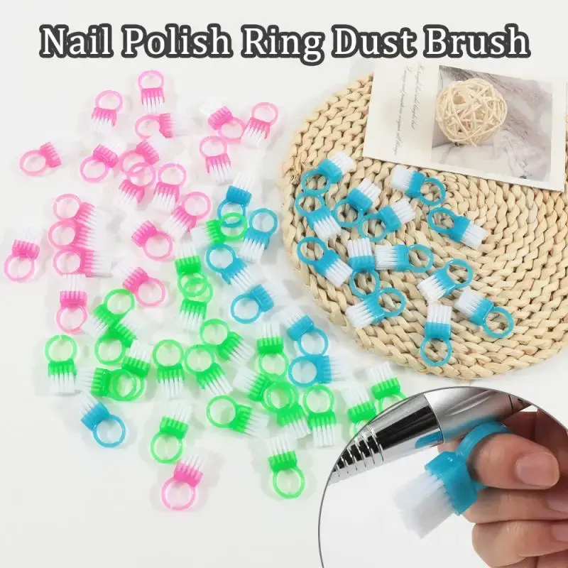 10Pcs Nail Brush 3 Color Ring Nail Art Manicure Pedicure Soft Remove Dust Plastic Cleaning Nail Brushes Manicure Care Tools
