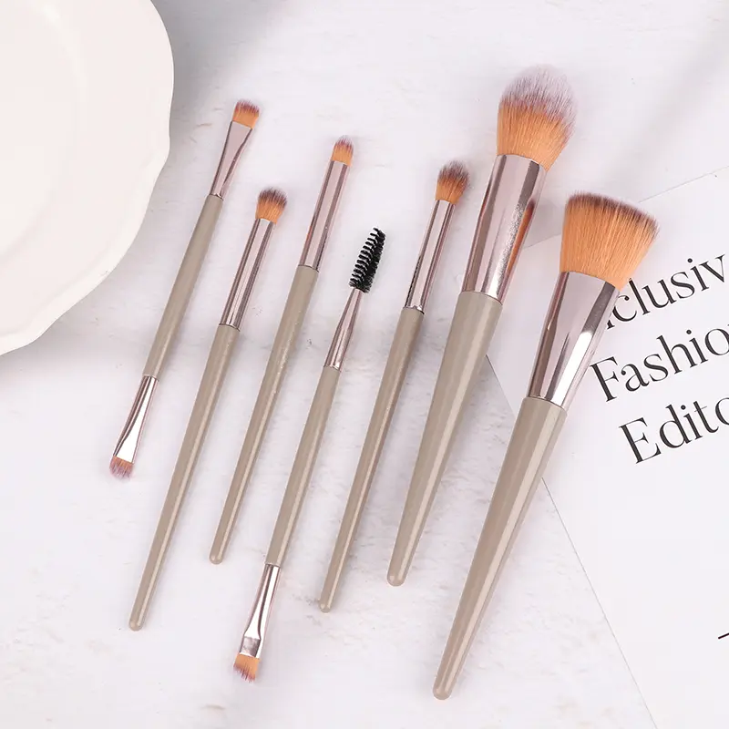 7PCS Makeup Brushes Set Eyeshadow Fluffy Foundation Concealer Blush Highlighter Storage Box Female Cosmetics Beauty Tools