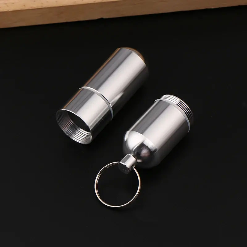 Aluminum Alloy Pill Keychain Holder Small Pill Box Pill Case Waterproof Pill Organizer Stonego Portable Pill Holder Keychain