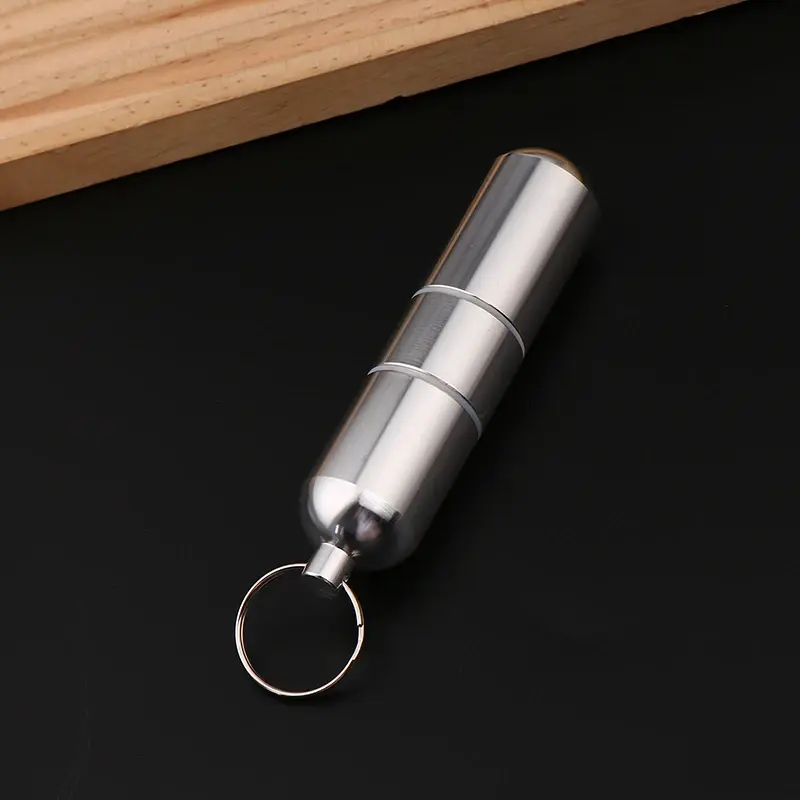 Aluminum Alloy Pill Keychain Holder Small Pill Box Pill Case Waterproof Pill Organizer Stonego Portable Pill Holder Keychain