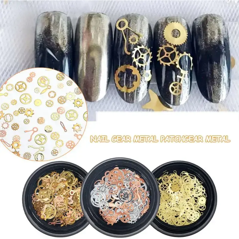 1Box 3D DIY Steampunk Mechanical Component Gear Wheel Nail Art Decoration Tips
