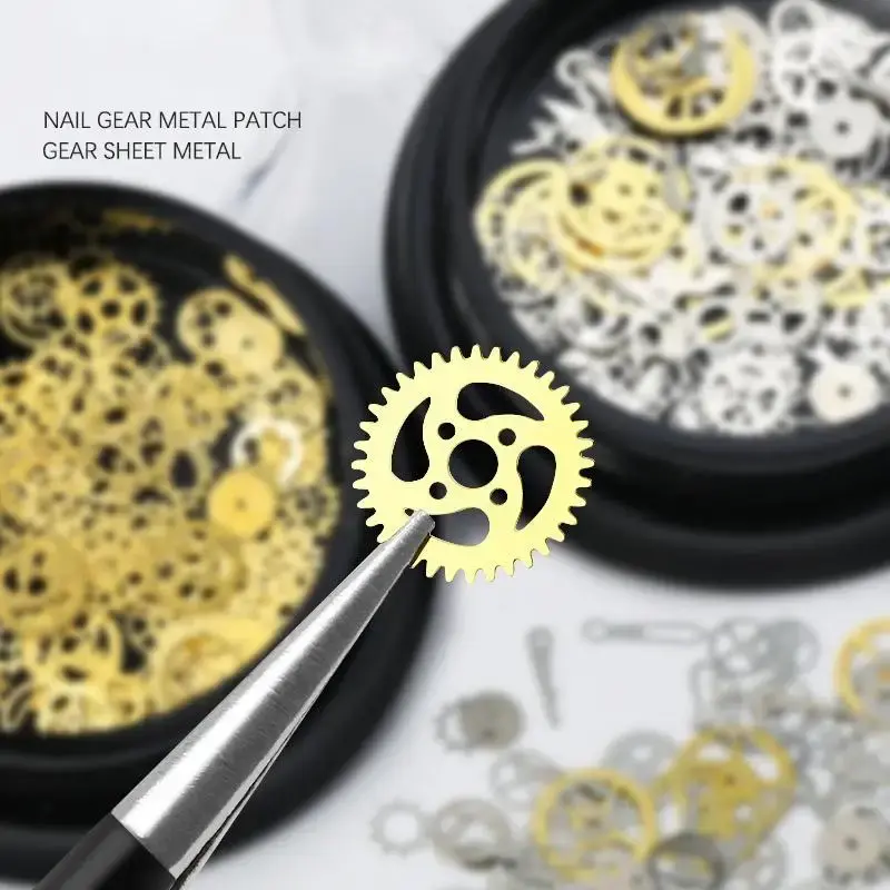 1Box 3D DIY Steampunk Mechanical Component Gear Wheel Nail Art Decoration Tips