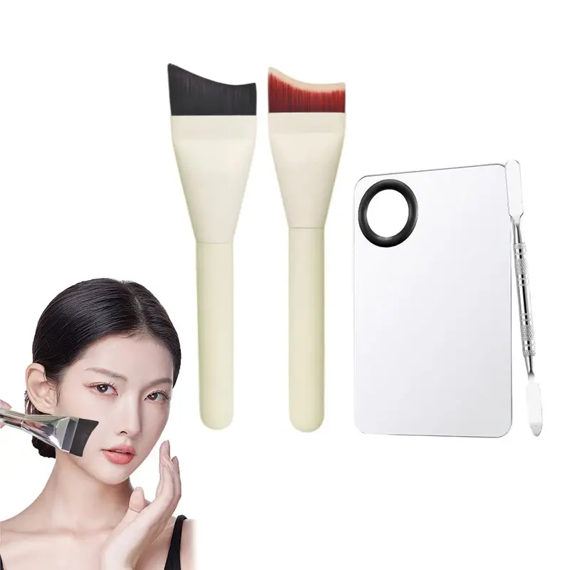 1PCS Ultra Thin Crescent Foundation Brush Lightweight Face Contour Brush Wooden Handle Contour Brush Mixed Foundation Cream Tool