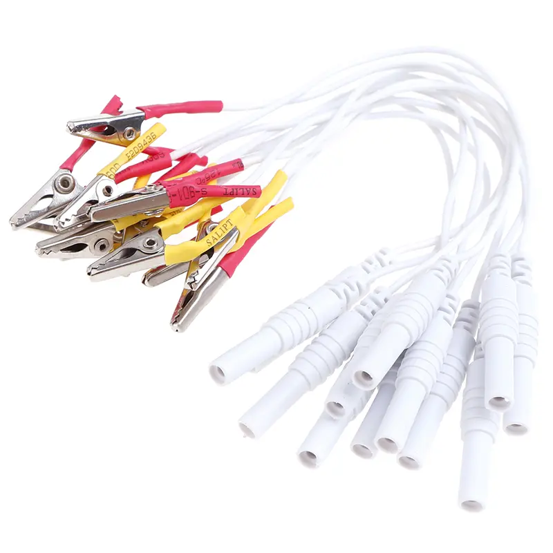 12Pcs/Set Alligator Clip Cable Electronic Acupuncture Treatment Instrument Random Color