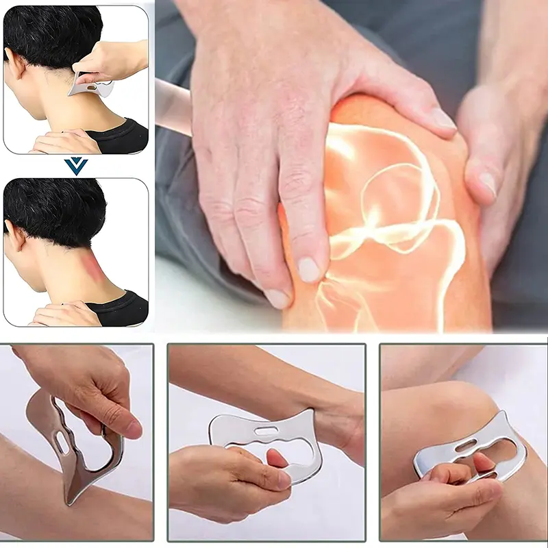 Stainless Steel Muscle Scraper Tools Set Gua Sha Metal Scraping Tool For Physical Therapy Facial Tools＆Derma Edge Massage Tool