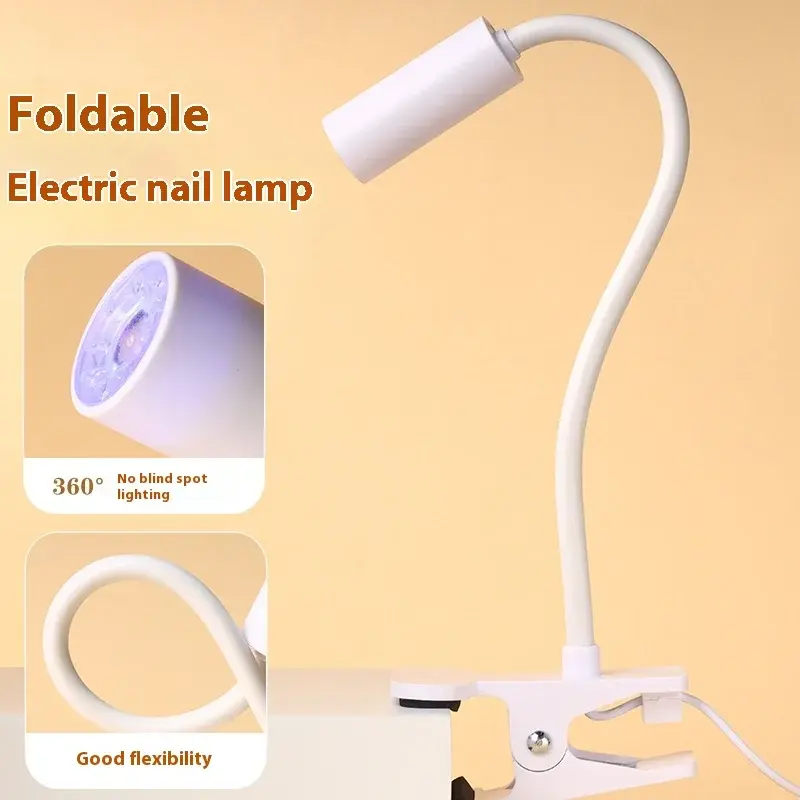 UV LED Light For Nails Polish Drying Lamp 360 Flexible Clip-on Desk Clip Mini USB Portable Nail Dryer Manicure Salon Tools