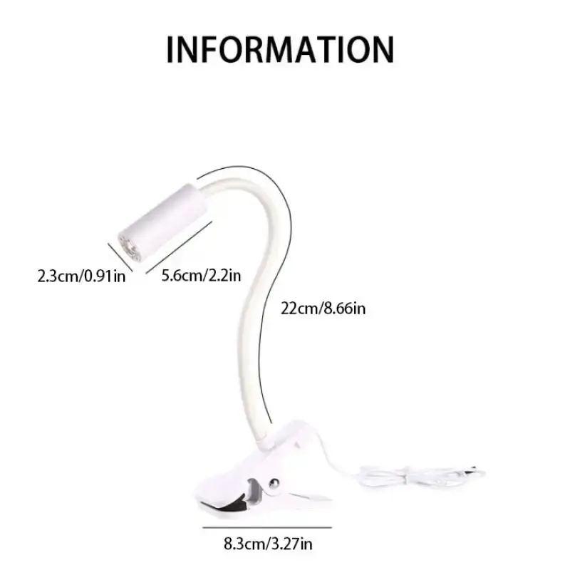 UV LED Light For Nails Polish Drying Lamp 360 Flexible Clip-on Desk Clip Mini USB Portable Nail Dryer Manicure Salon Tools