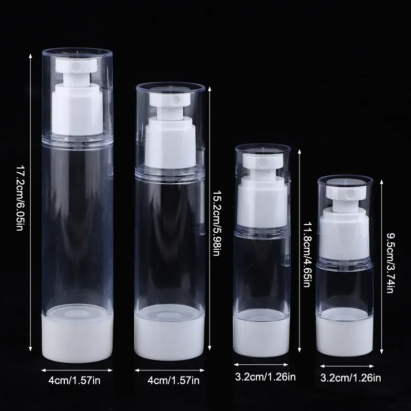 15ml 30ml 80ml 100ml Clear Airless Cosmetic Cream Pump Bottle Travel Size Dispenser Makeup Container For Cream Gel Lotion
