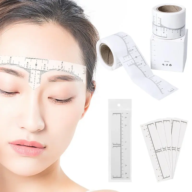 10pcs/20pcs/50pcs Disposable Tattoo Eyebrow Ruler Sticker Microblading Tattoo Measurement Tools for Permanent Makeup