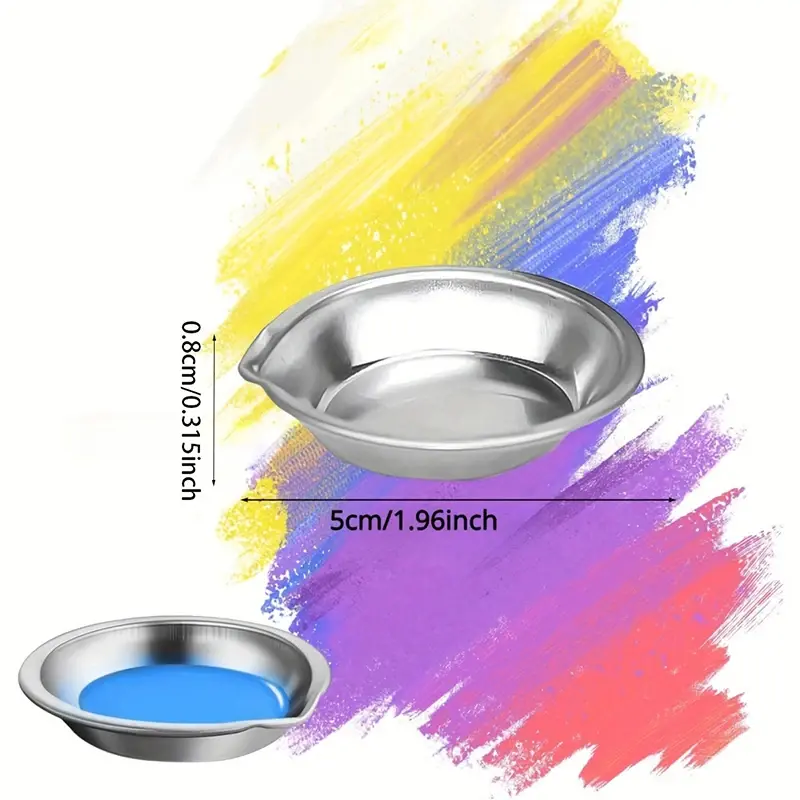 10pcs Stainless Steel Small Round Paint Tray Paint Mixing Palette Tray，Suitable for Mixing of Various pigments