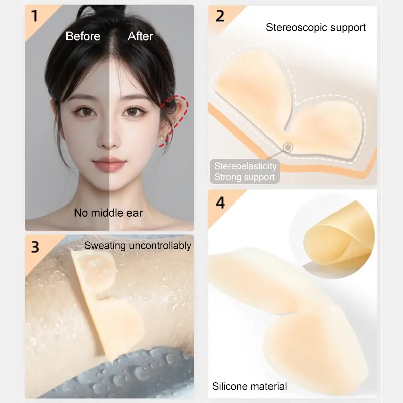 1/2/3Pairs Elf Ear Support Stickers Invisible Ear Corrector Earlobe Support Patches Elf Ear Makeup V-Face Stickers Easy Use