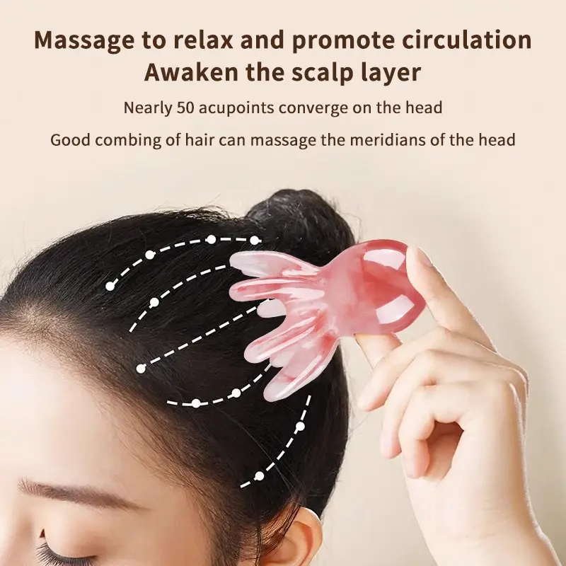 Resin Octopus Comb Cute Head Massager Hair Care Meridian Scraping Scalp Massage Acupuncture SPA Gua Sha Health Massage Tool