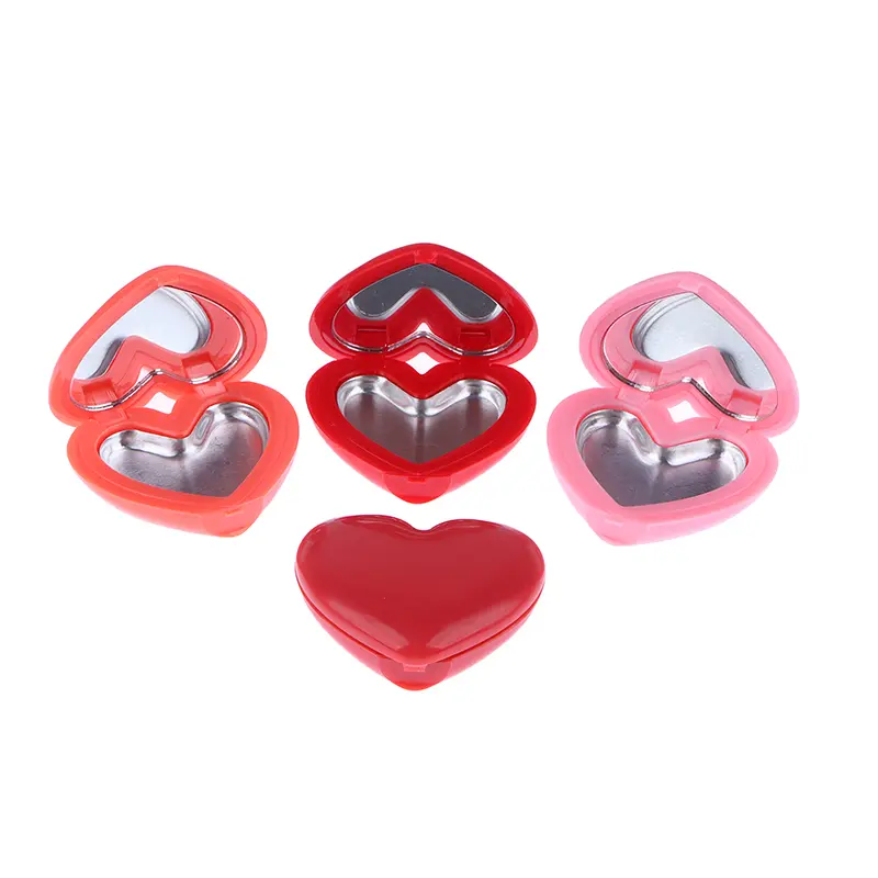 Love Love Heart Shape Empty Eyeshadow Case Rouge Lipstick Box Pigment Palette Refillable Foundation Makeup Dispenser With Pallet