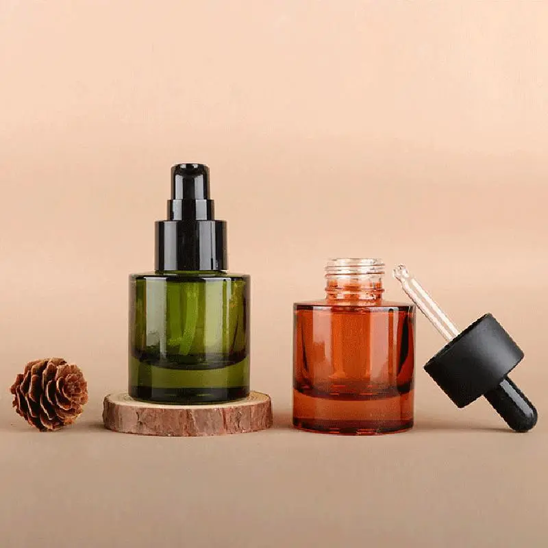 30ml Empty Angled Shoulders Glass Dropper Bottle Serum Massage Essential Oil Aromatherapy Liquid Pipette Refillable