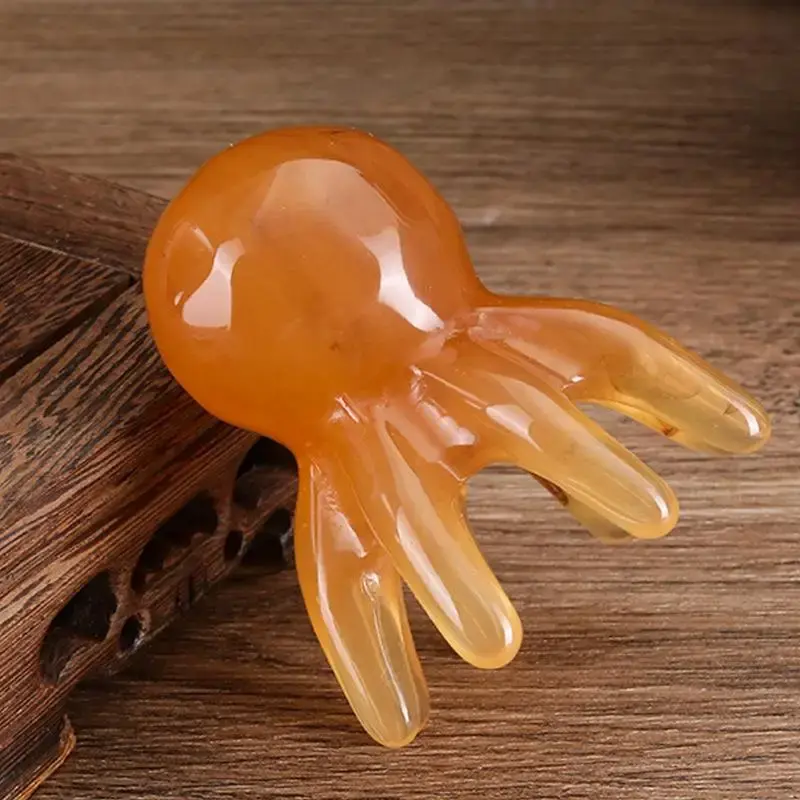 Octopus Massage Comb Resin Head Meridian Scraping Scalp Massage Brush Acupuncture SPA Gua Sha Massage Comb For Fatigue Relief