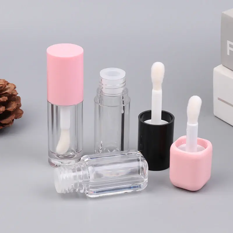 1pcs 6ML Empty Transparent PE Lip Gloss Tubes Plastic Lip Balm Tube Lipstick Mini Sample Cosmetic Container Rose Gold