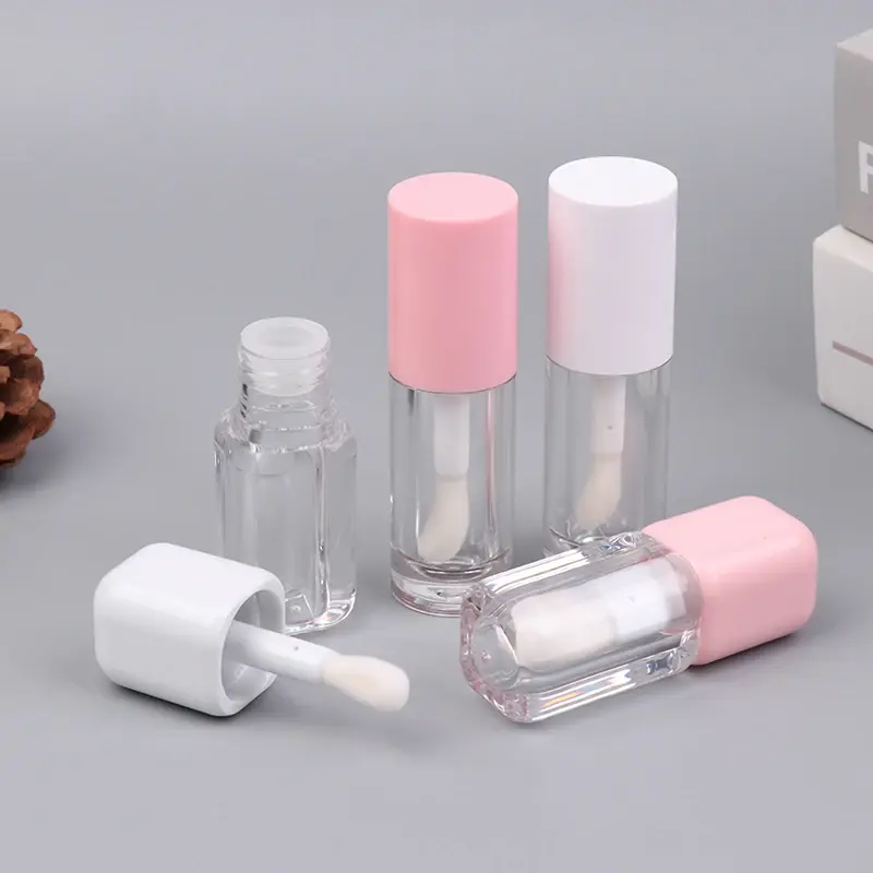 1pcs 6ML Empty Transparent PE Lip Gloss Tubes Plastic Lip Balm Tube Lipstick Mini Sample Cosmetic Container Rose Gold