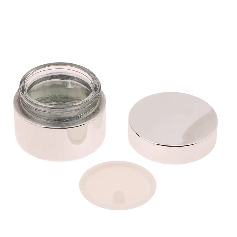 Silver Glass Cream Jar 5-50g Cosmetic Jar Face Cream Glass Bottle Cosmetic Container Makeup Container Empty Nail Glue Jar Travel