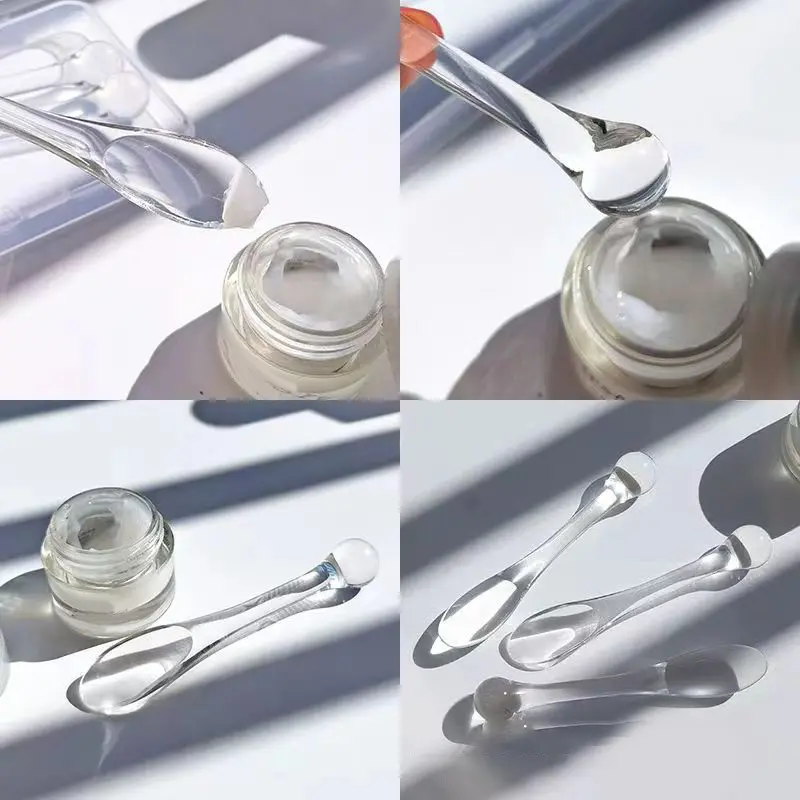 3pcs Acrylic Cosmetic Spatulas Scoop With Bottle,Face Cream Mask Mud Mixing Spoon,Beauty Tools Absorb Roller Facial Applicator