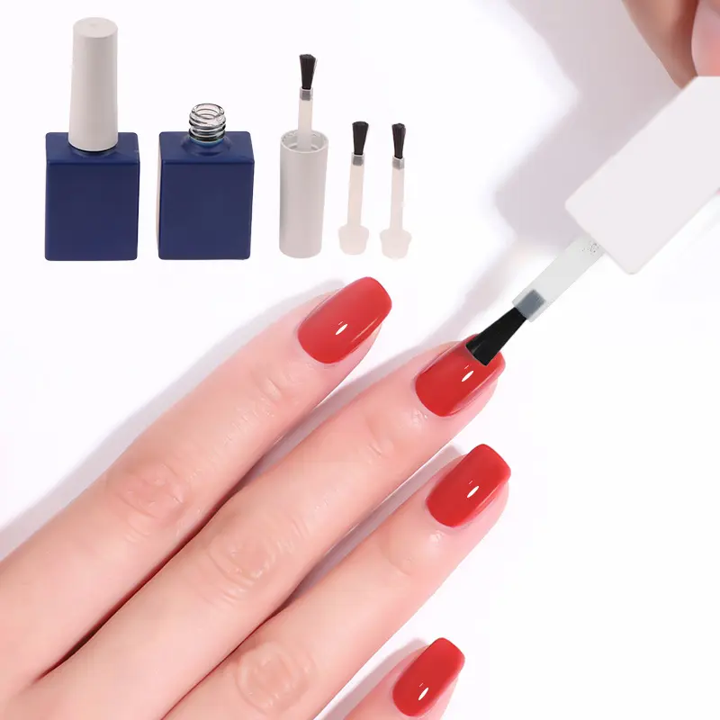 12ml Blue Blackout Nail Polish Bottle With Brush Empty Refill Bottle Glue Bottle Small Sample Nail Gel Polish Containers Glass
